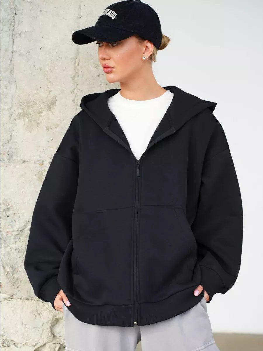 Damen Bequemer Fleece-Kapuzenjacke Drune