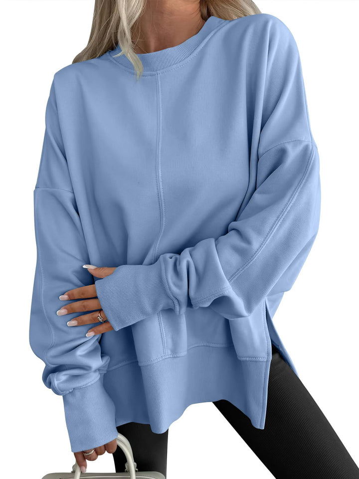 Damen Oversize-Sweatshirt mit Mittelnähte, Rundhals und überschnittener Schulter Drune