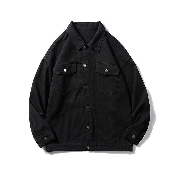 Herren Oversized Canvas Utility-Jacke mit Druckknopffront, aufgesetzten Brusttaschen und Raglanärmeln Drune