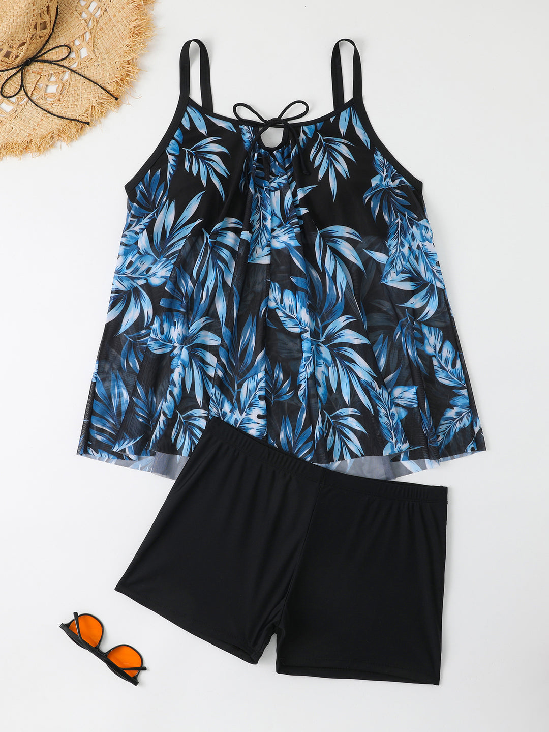 Damen Tankini-Set mit floralem Oberteil und eleganten Shorts Drune