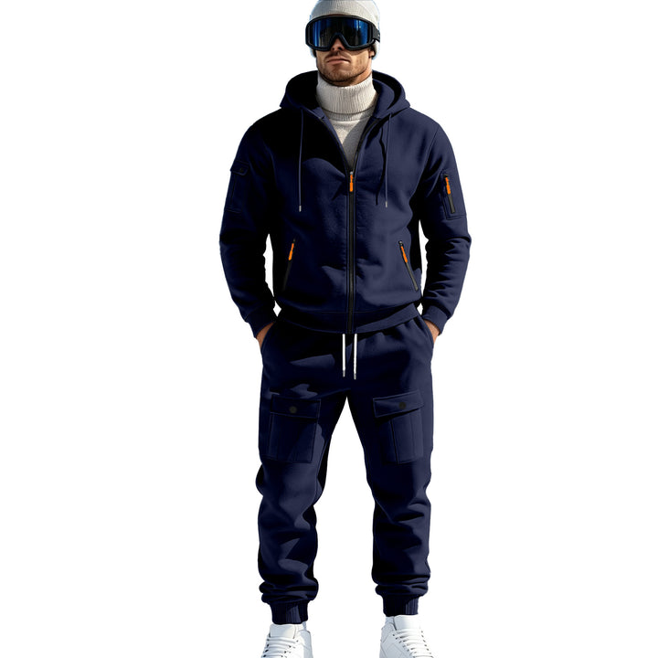 Herren Komfort-Fleece Hoodie mit Reißverschluss, Kapuze und Utility-Ärmeltasche Drune