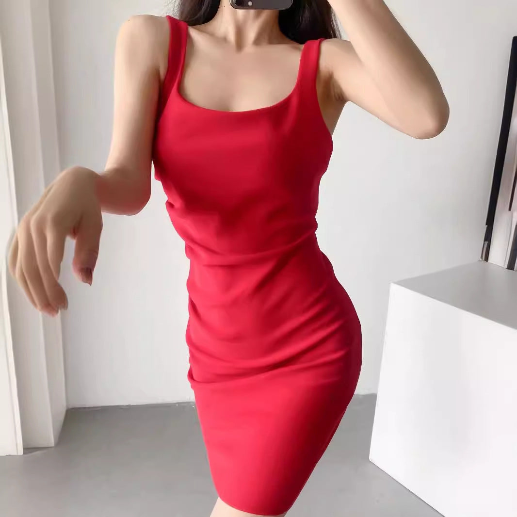 Damen modernes Sommerkleid mit Drapierung Drune