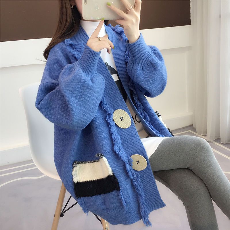 Damen Lässige Strickjacke mit fransigen Details Drune