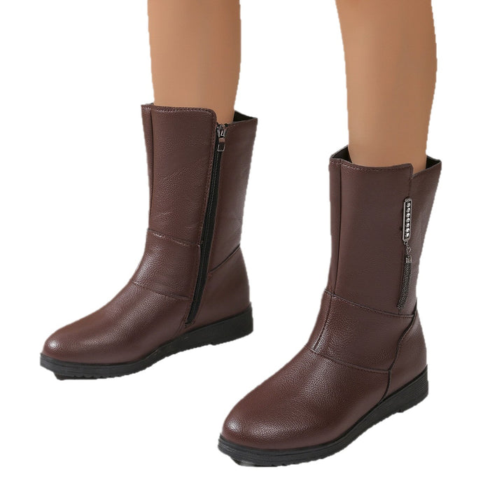 Damen modische Stiefel mit elegantem Reißverschluss und komfortabler Sohle Drune