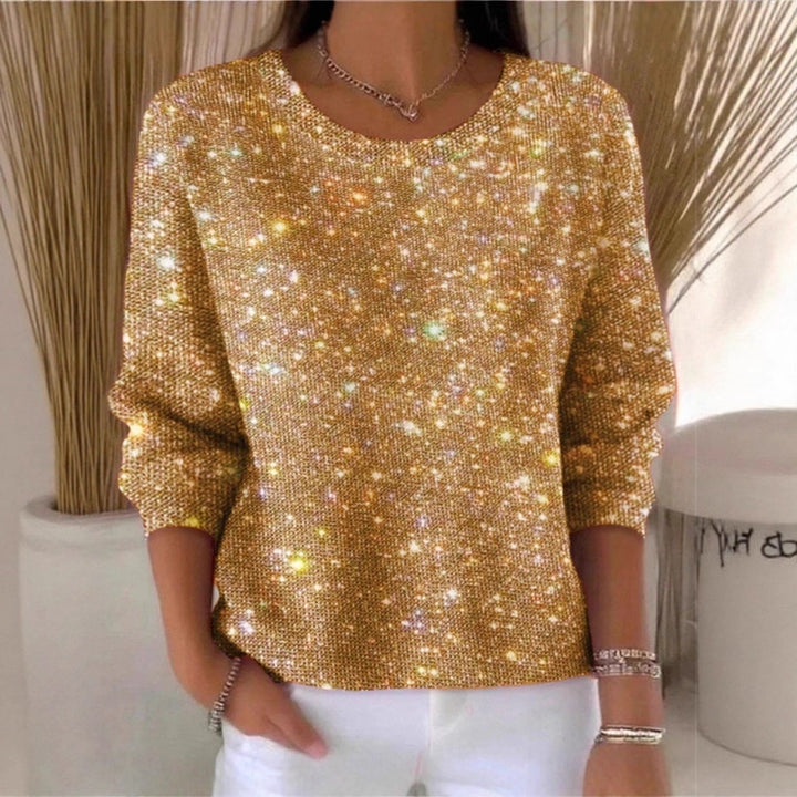 Damen Glitzerpullover mit funkelndem Effekt und weitem Schnitt Drune