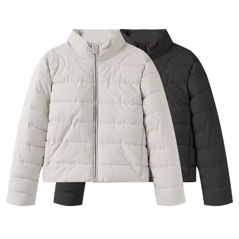 Damen nan leichte wattierte Kurzsteppjacke mit hohem Stehkragen und Zwei-Wege-Reißverschluss Drune