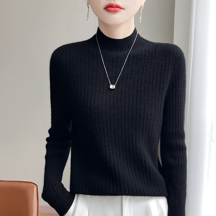 Damen Schmaler Rippenstrick-Mockneck mit extraweicher Kaschmir-Optik Drune