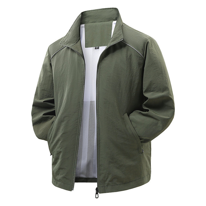 Herren  leichte verpackbare Zip-Up Windbreaker-Jacke mit atmungsaktivem Mesh-Futter und reflektierenden Schulterpaspeln Drune