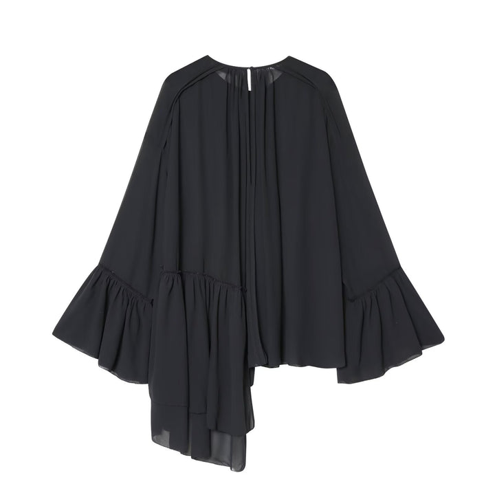 Damen asymmetrische Volant-Tunika mit Raffungen Drune