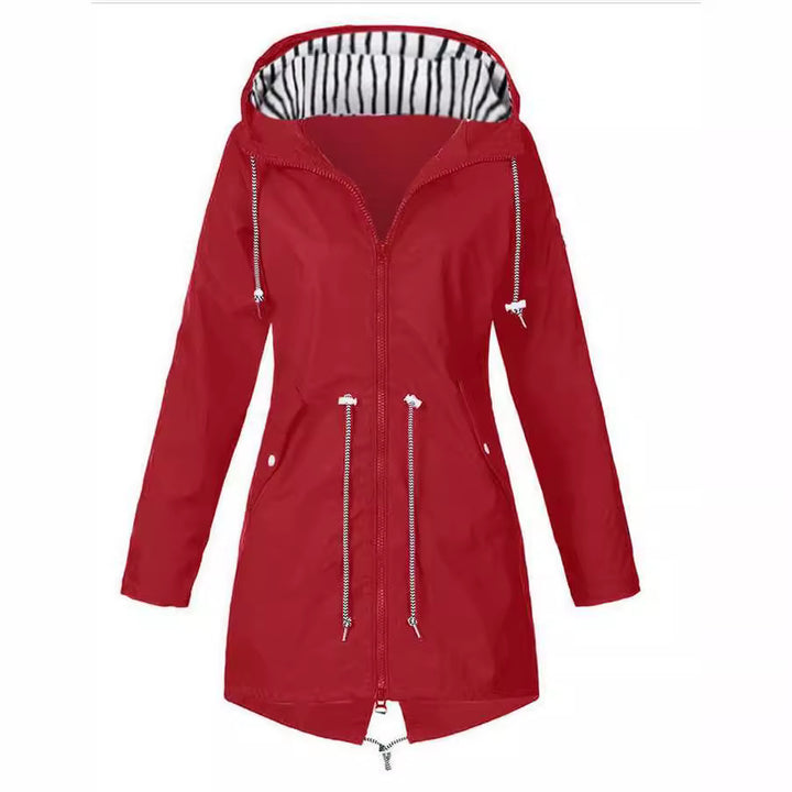 Damen nan taillierte Parka-Jacke mit Kapuze, Kordelzugbund und verdecktem Reißverschluss Drune