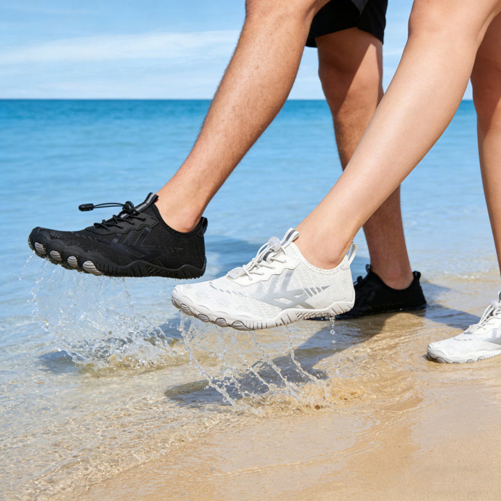 Unisex nan ultraleichte Aquaschuhe mit zehennahem Flexprofil, rutschfester Gummilaufsohle und Schnellzugverschluss Drune