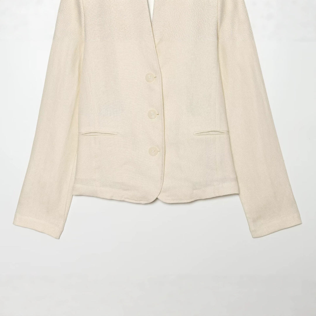 Damen Kurzblazer mit Stehkragen und Knopfleiste Drune