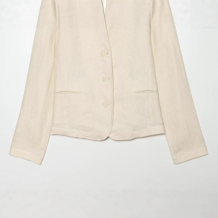 Damen Kurzblazer mit Stehkragen und Knopfleiste Drune