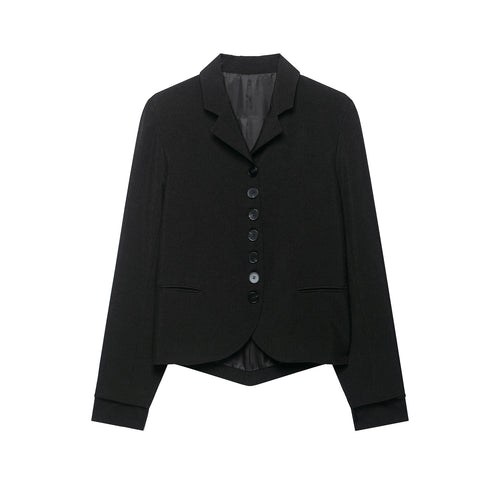 Damen Cropped-Blazer mit asymmetrisch geschnittenem Vorderteil und klassischem Revers Drune
