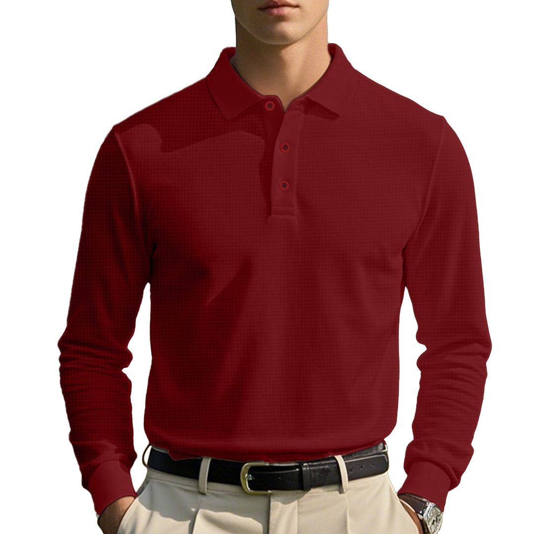 Herren Langarm-Poloshirt aus atmungsaktiver Baumwollmischung Drune