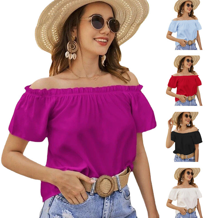 Damen Off-Shoulder Bluse mit elastischem Bund und lässigem Schnitt Drune