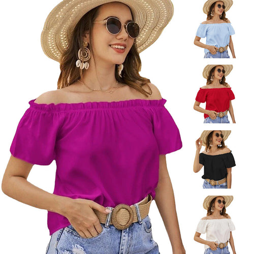 Damen Off-Shoulder Bluse mit elastischem Bund und lässigem Schnitt Drune