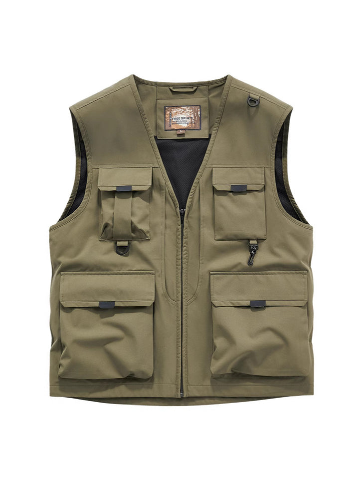 Herren Multifunktionale Utility-Weste mit Mehrfach‑Taschen und robustem Reißverschluss Drune