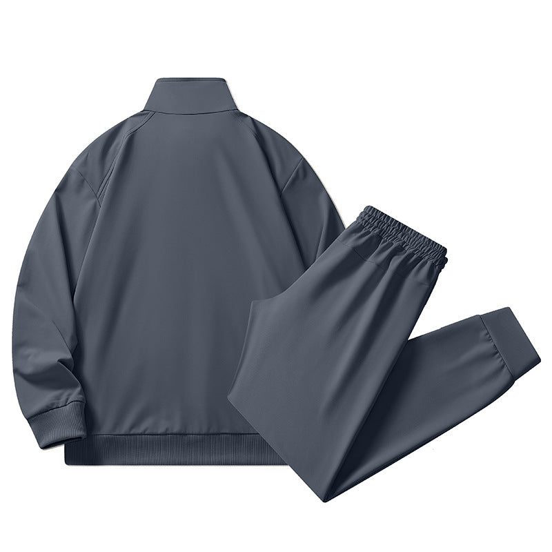 Herren sportlicher Stretch-Trainingsanzug mit Stehkragen, Reißverschlussjacke und tapered Jogginghose Drune