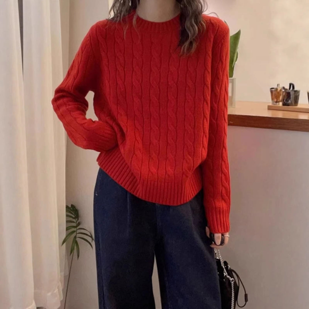 Damen Strickpullover mit dekorativem Kabelmuster Drune