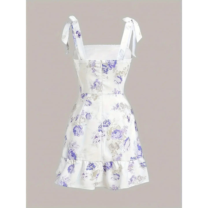 Damen Minikleid mit floralen Rüschendetails und taillierter Silhouette Drune