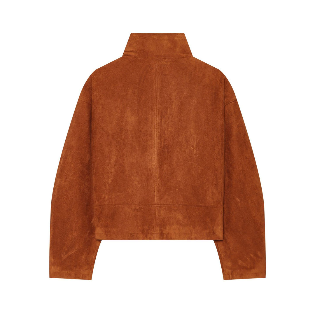Damen Kurzblouson aus Veloursleder mit Stehkragen und Frontreißverschluss Drune