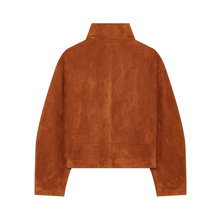 Damen Kurzblouson aus Veloursleder mit Stehkragen und Frontreißverschluss Drune