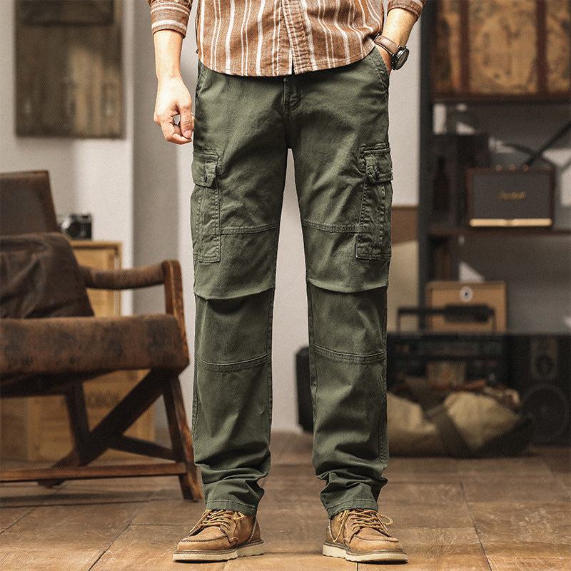 Herren Strapazierfähige Canvas-Cargohose mit ergonomischen Kniefalten, Tunnelzugbund und aufgesetzten Klapptaschen Drune