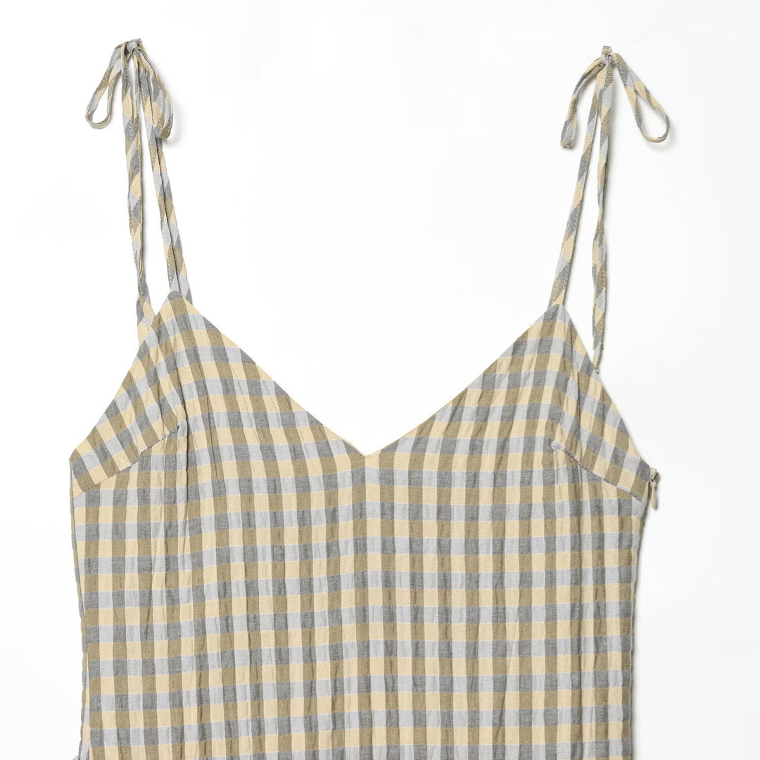 Damen Sommerkleid mit fließenden Volants und V-Ausschnitt Drune