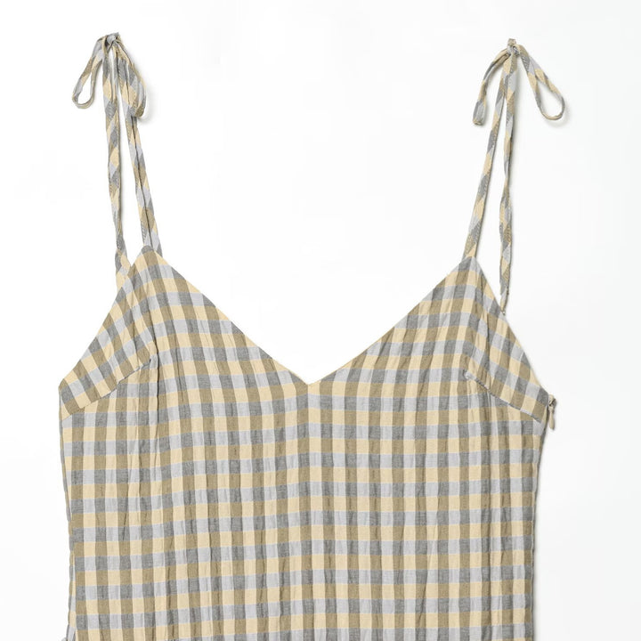 Damen Sommerkleid mit fließenden Volants und V-Ausschnitt Drune