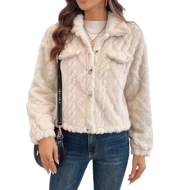 Damen Kuschelige Plüschjacke im stylischen Schnitt Drune