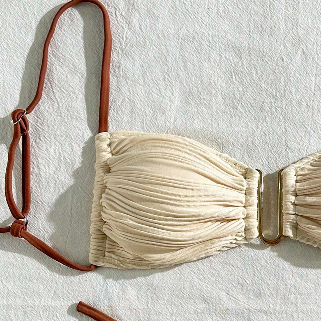 Damen Triangel-Bikini mit elegantem Raffungsdesign und modischen Trägerdetails Drune