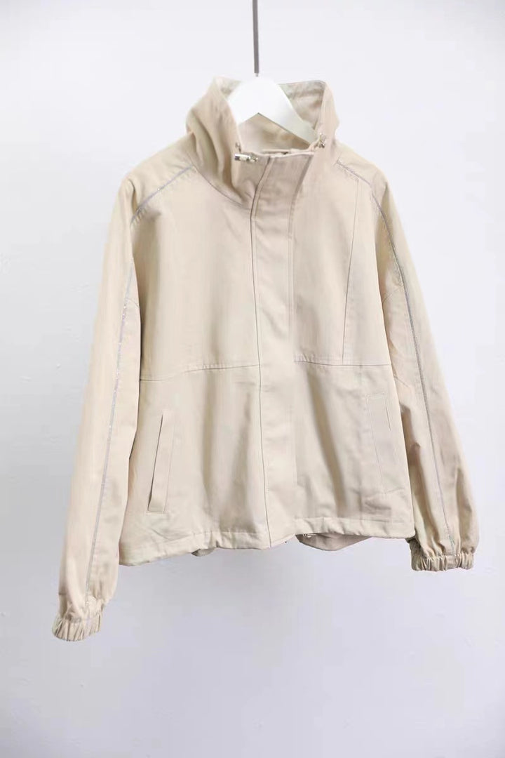 Damen Modische Freizeitjacke mit hohem Kragen Drune