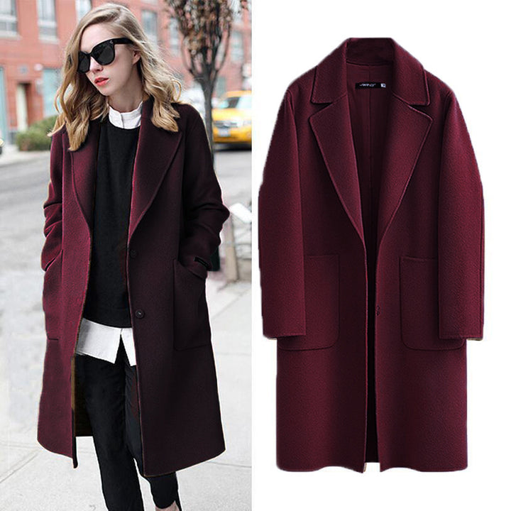 Damen Longline Wollmix-Mantel mit Oversize-Revers und aufgesetzten Taschen Drune