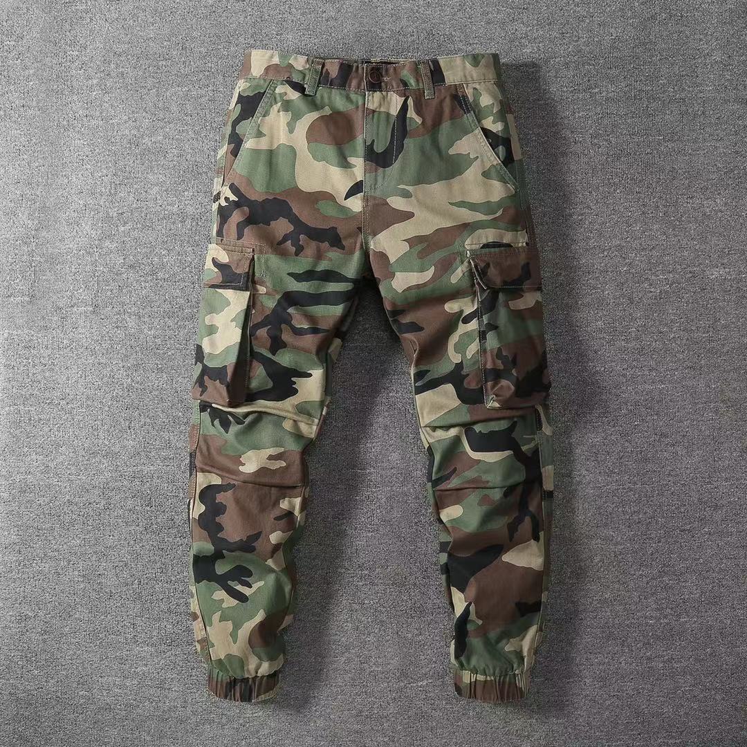 Herren Cargohose im Military-Stil mit elastischen Bündchen und Mehrfachtaschen Drune