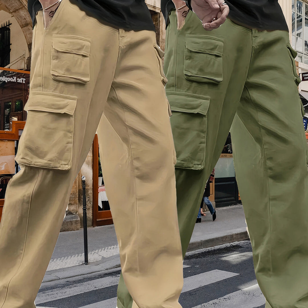 Herren Oversize Utility-Cargohose mit mehrfachen aufgesetzten Klapptaschen Drune