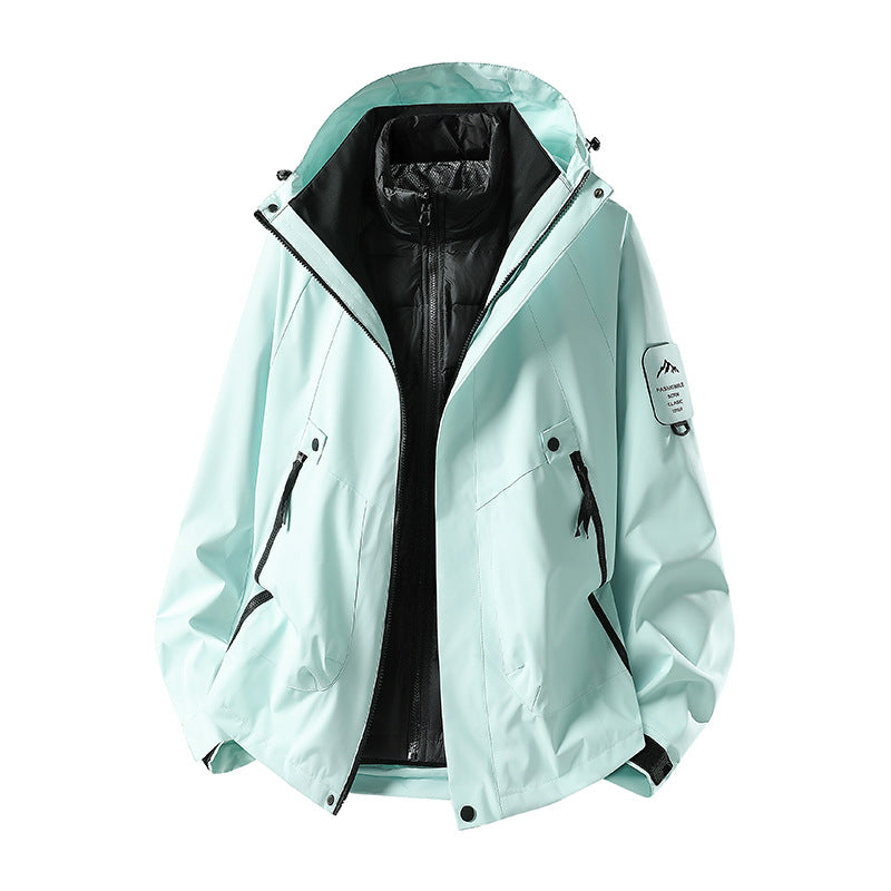 Herren Zwei-in-eins Wetterschutzjacke mit abnehmbarer Steppweste und verstellbarer Kapuze Drune