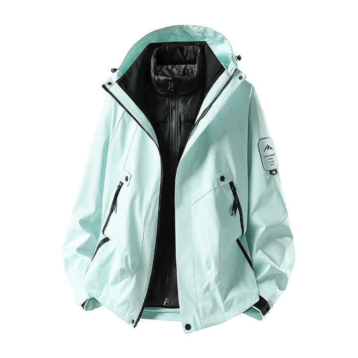 Herren Zwei-in-eins Wetterschutzjacke mit abnehmbarer Steppweste und verstellbarer Kapuze Drune