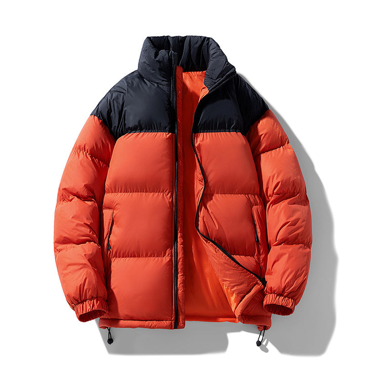 Herren gesteppte Thermo-Daunenimitat-Jacke mit hohem Stehkragen und Kordelzug Drune