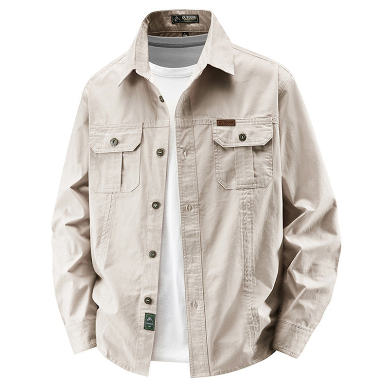 Herren  leichte Overshirt-Jacke mit Klappbrusttaschen und klassischem Hemdkragen Drune