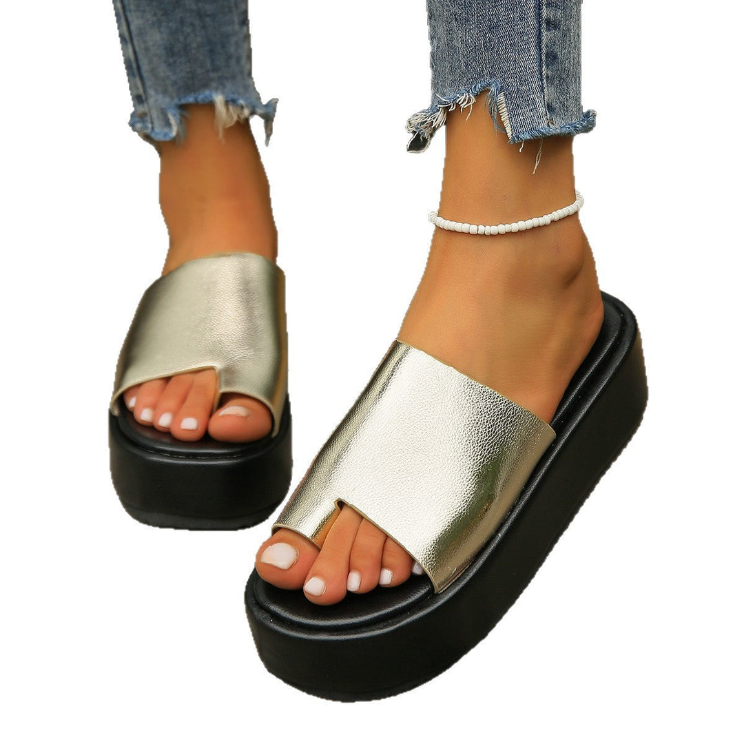 Damen moderne Plattform-Pantoletten mit offenem Zehenbereich und stylischem Design Drune