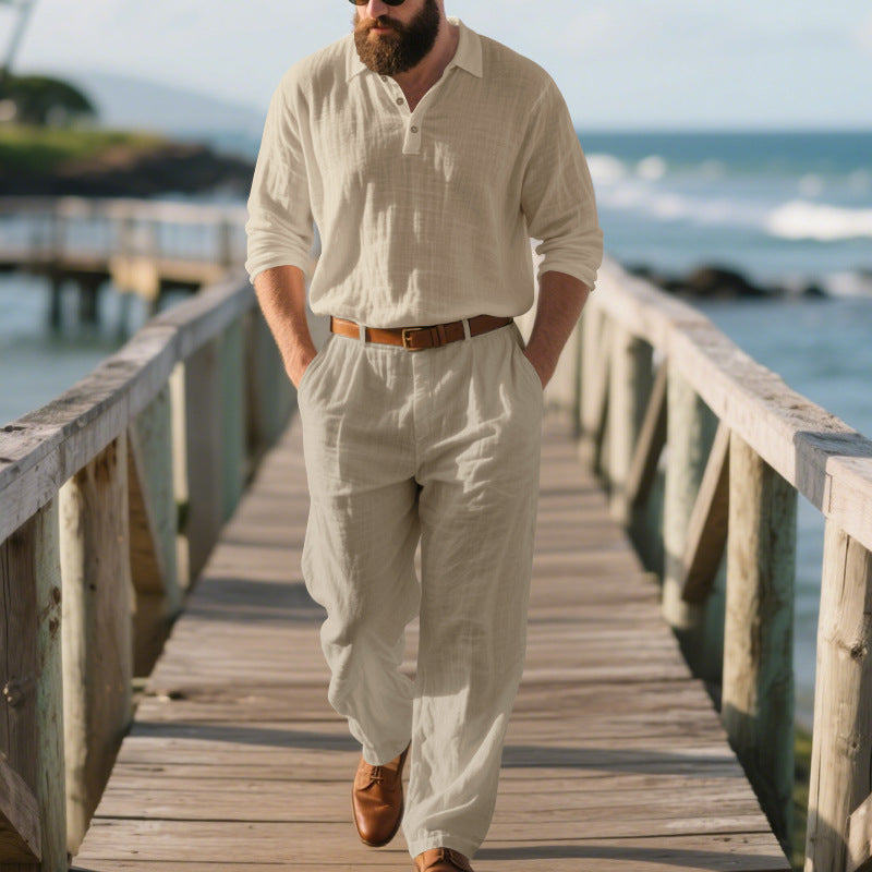 Herren modischer Zweiteiler mit Poloshirt und bequemen Bund Drune