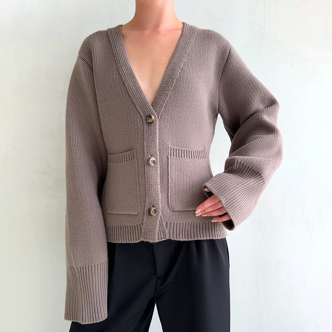 Damen Strickjacke mit voluminösen Ärmeln Drune