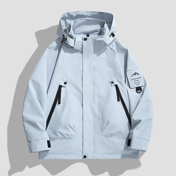 Herren Wasserdichte Utility-Softshelljacke mit Kapuze, schräge Reißverschlusstaschen & verstellbaren Ärmelriegeln Drune
