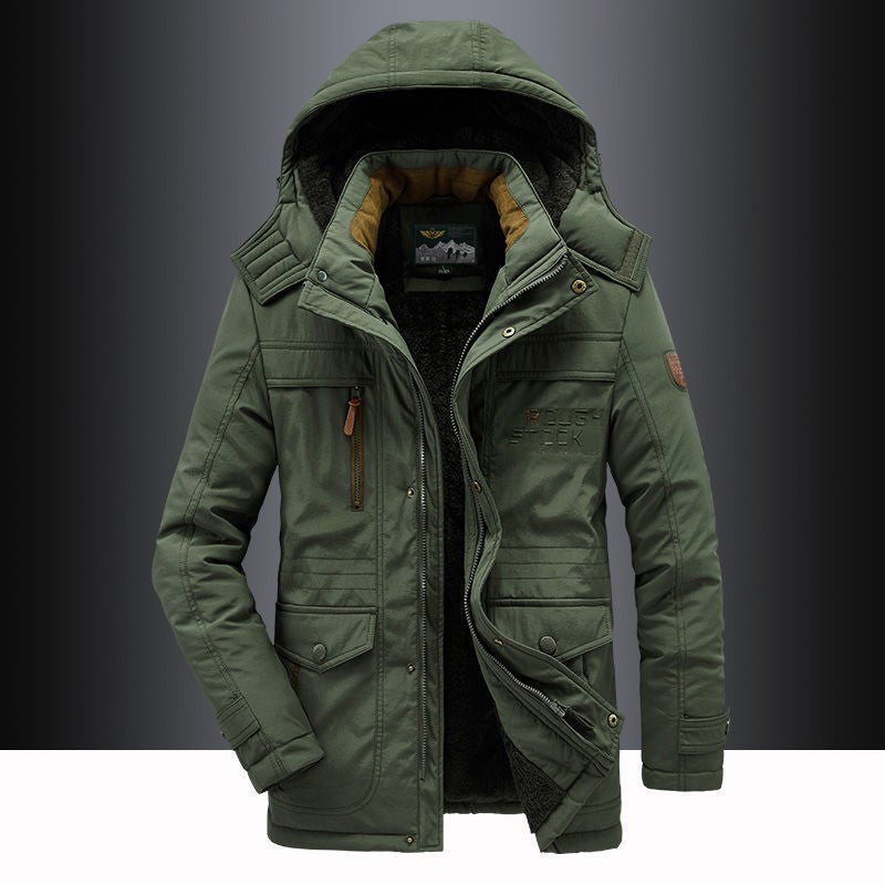 Herren nan isolierte Kapuzenparka mit Sherpa-Innenfutter, winddichter Front und Multifunktions-Taschen Drune