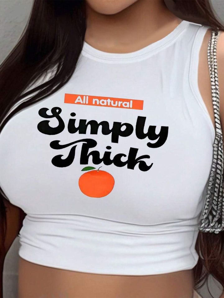 Damen Crop-Top mit modernem Grafikdruck und trendiger Schnalle Drune