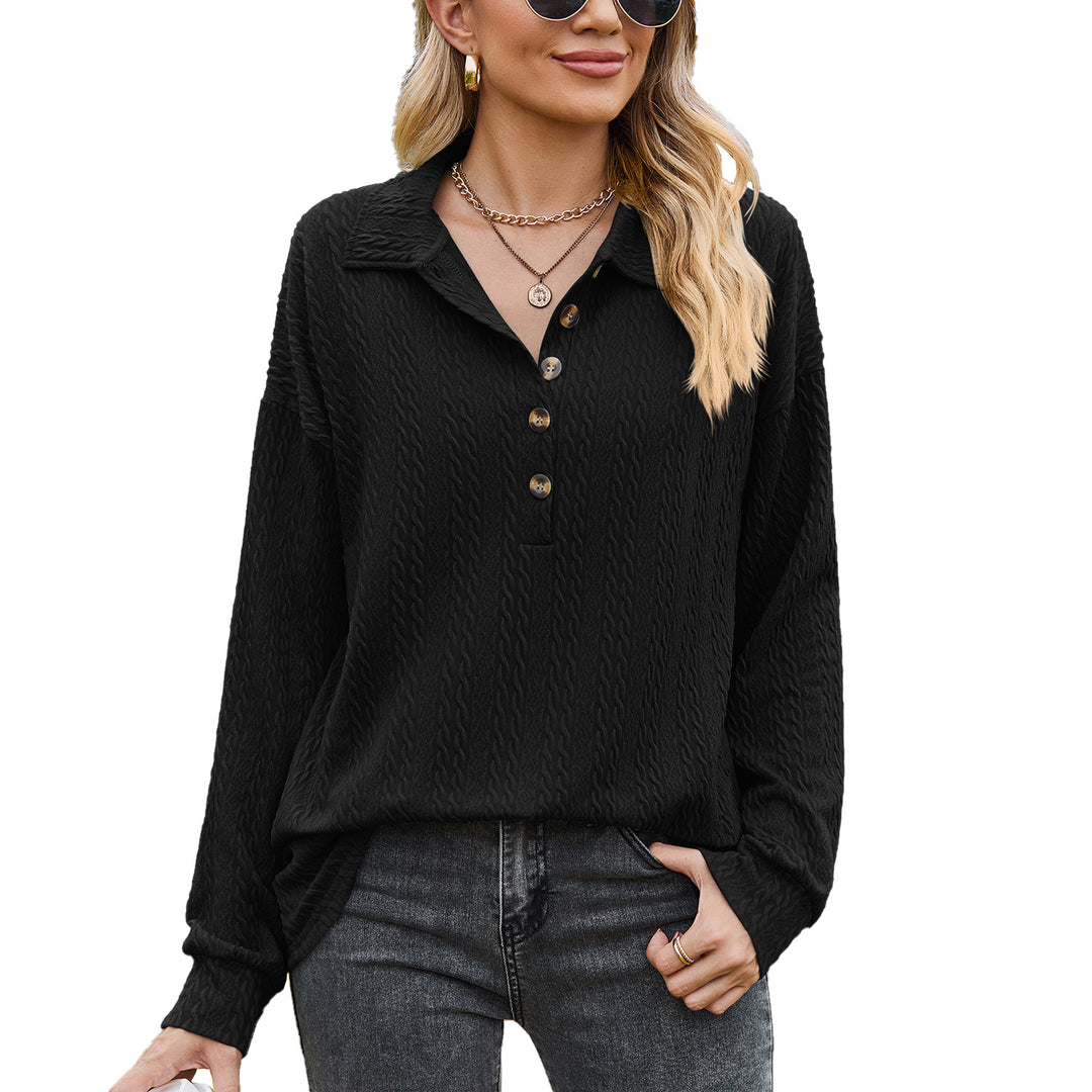Damen Langarmshirt mit strukturiertem Kabelstrick und modischem Kragen Drune