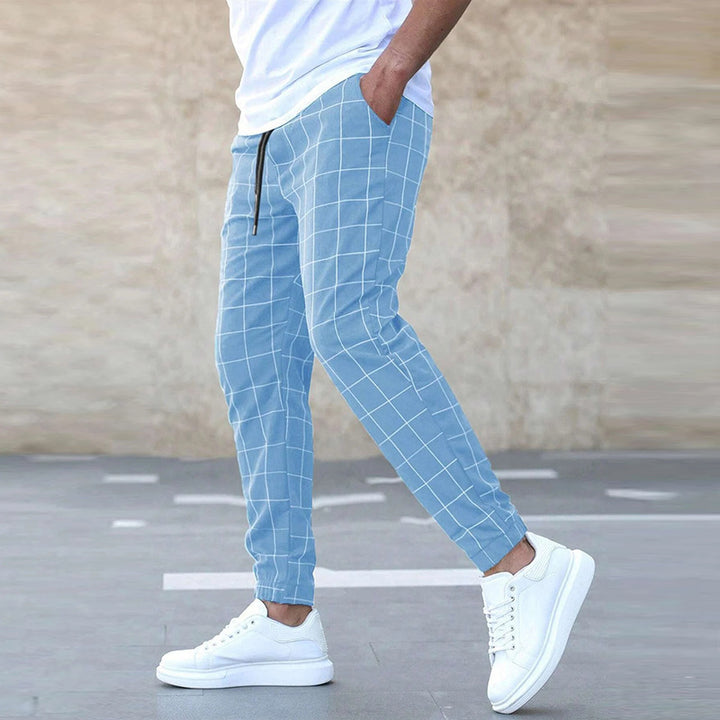 Herren karierte Jogginghosen mit Kordelzug, Slim Fit und elastischen Bündchen Drune