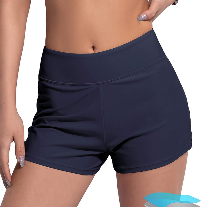 Damen Hochgeschnittene Sport-Badeshorts mit elastischem Bund Drune