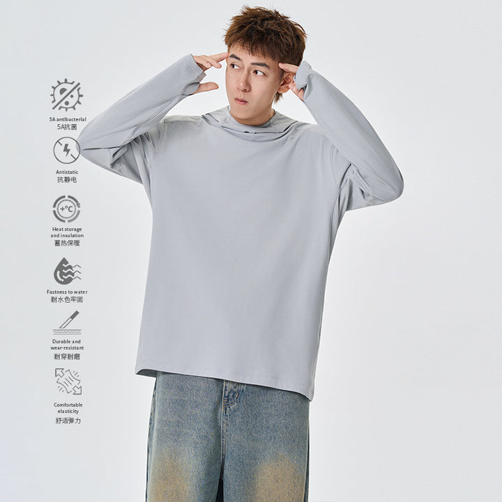 Herren Kapuzenpullover mit hohem Schalkragen aus technischem Stretchjersey Drune